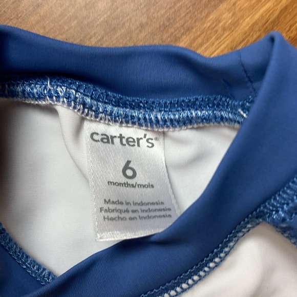 Carters Shark Print Rash Guard Swim Trunks 6M - Picture 4 of 9